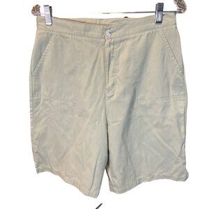 CB Casual Light Green Shorts Sz 12 Cotton Polyester Blend Elastic Waist Panels